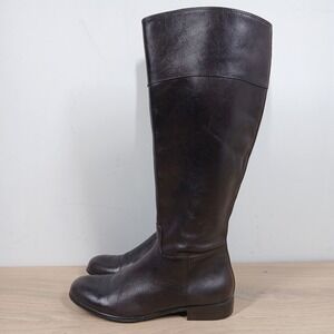 Ciao Bella Boots Womens 9 Dark Brown Leather Knee High Pull On Riding Boots